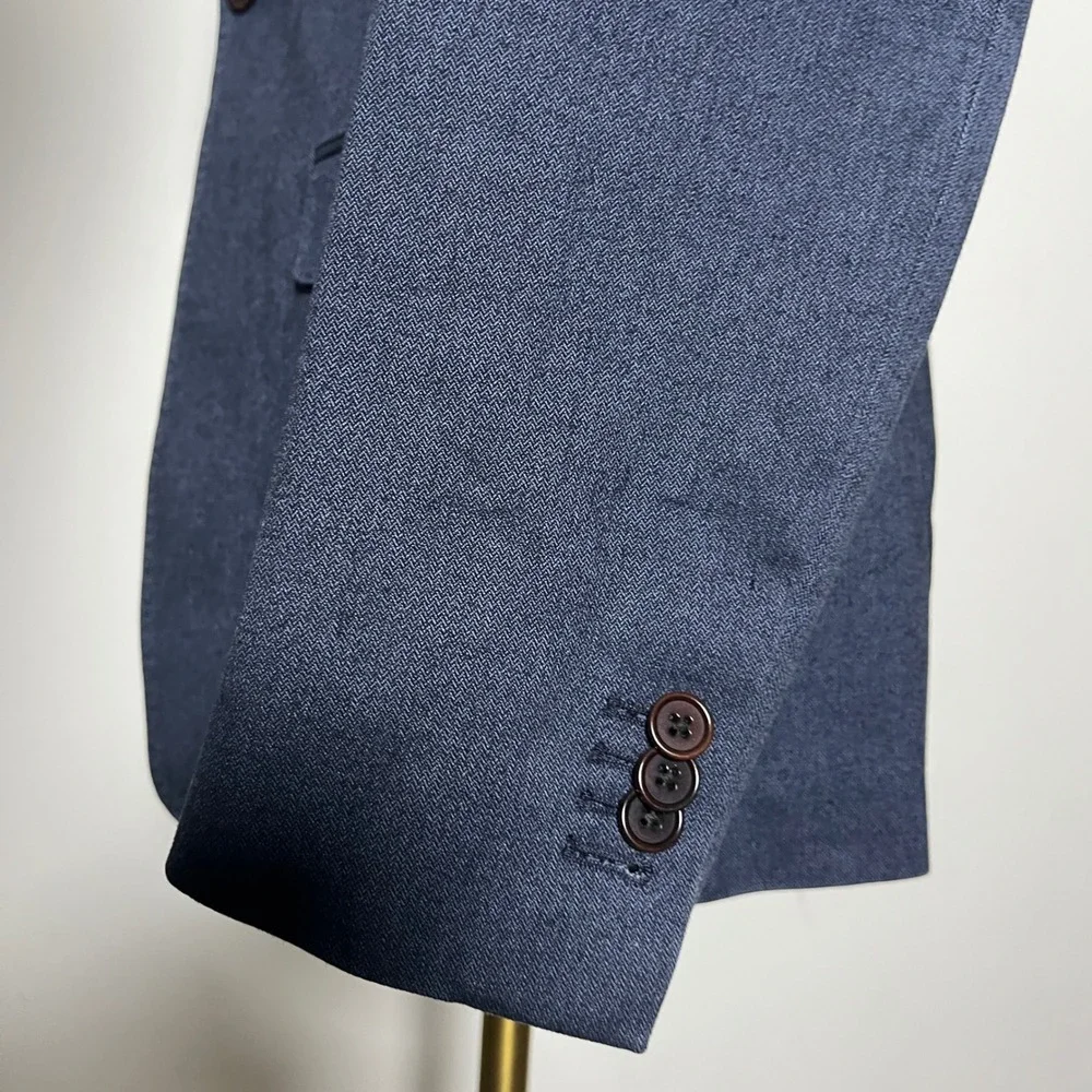 Banana Republic Blazer Mens 38R Navy Blue Herringbone Slim Fit Profilo Italia